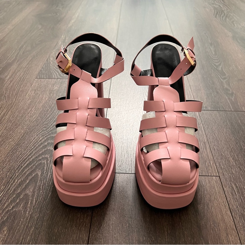 Pink Leather Platform Sandal.